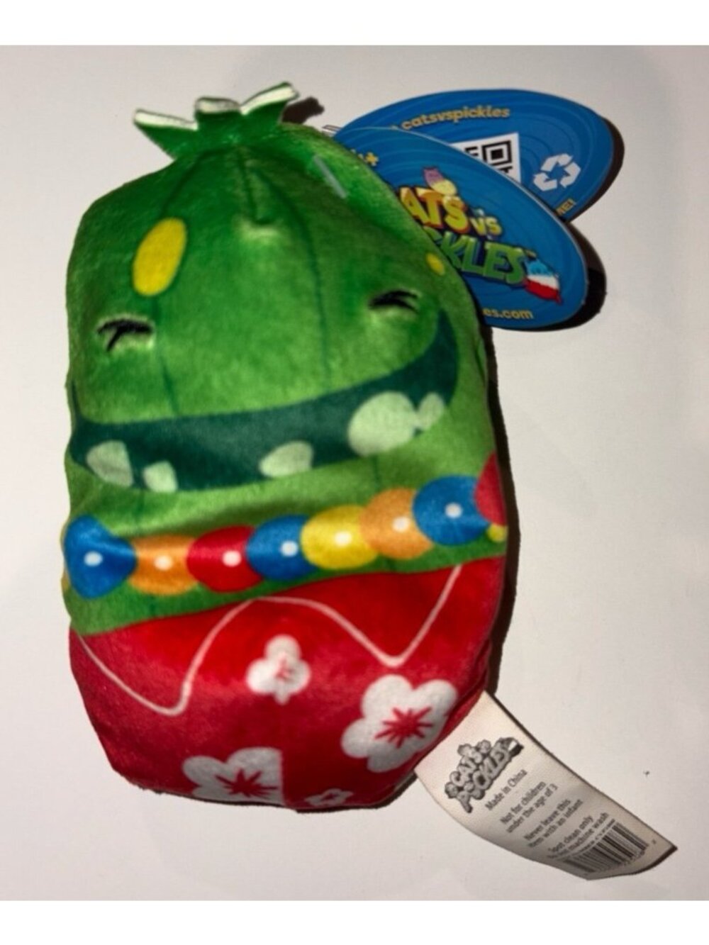 Cats Vs Pickles Vacay Shawn Plush Toy - Green & Red 6" Collectible Stuffed Pickl